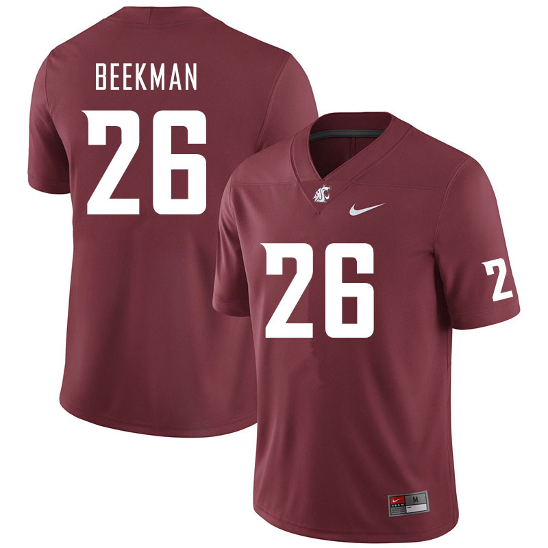 Men #26 Bryce Beekman Washington State Cougars College Football Jerseys Sale-Crimson